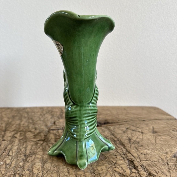 Camark Pottery Vase Calla Lily Leaf Green 8" Shape 597 Original Stickers 1940s - Picture 4 of 11